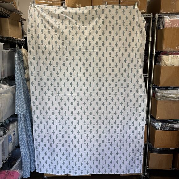 Garnet Hill Twin Flat Sheet & 2 Pillowcases Mini-Print Percale Blue Fish Set EUC - Picture 2 of 11